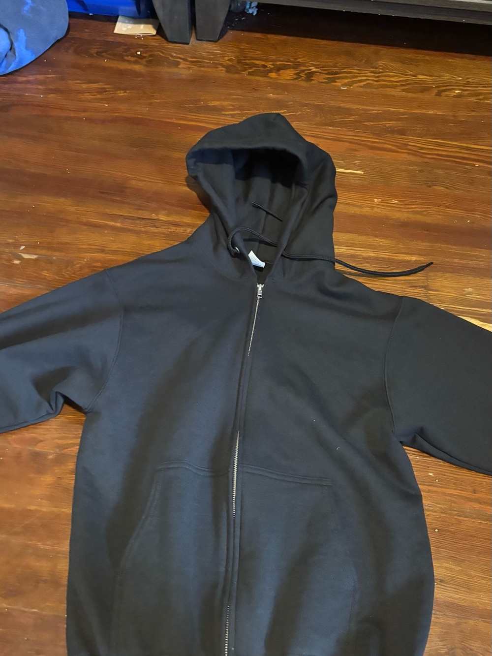 Men's Black Full-Zip Hooded Sweater